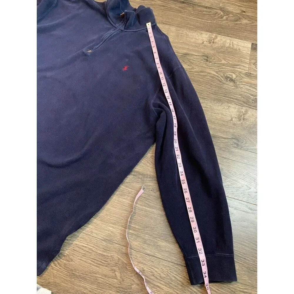 EUC Mens Polo By Ralph Lauren 1/4 zip blue pullover THICK 100% cotton size 3XLT